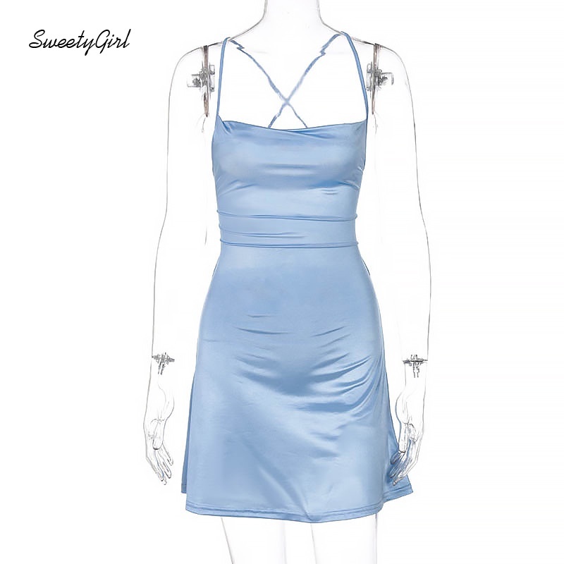 Đầm mini màu trơn hở lưng dáng ôm thời trang gợi cảm dành cho nữ