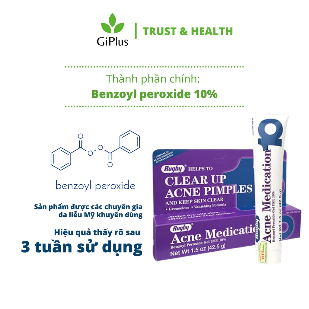 Kem Hỗ Trợ Giảm Và Ngăn Ngừa Mụn Rugby Acne Medication 10% (42.5g/Tuýp)