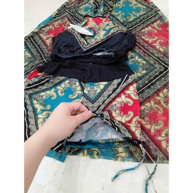 Bộ Đồ Bơi Bikini Áo Tắm Thổ Cẩm Kèm Khăn Đi Biển Hàng Nhập | BigBuy360 - bigbuy360.vn