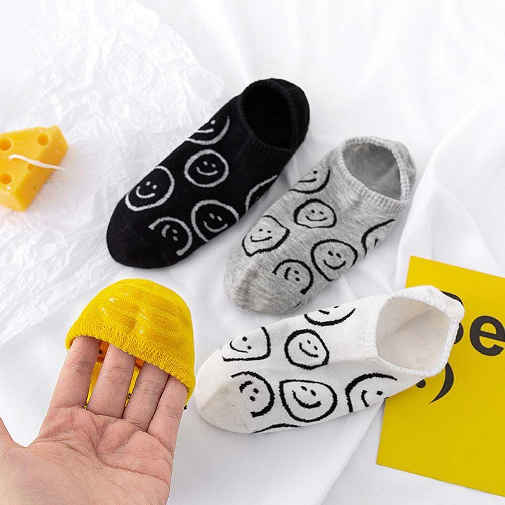 Vớ Cotton Cổ Thấp In Họa Tiết Mặt Cười Phong Cách Hip Hop Thời Trang Cho Nữ