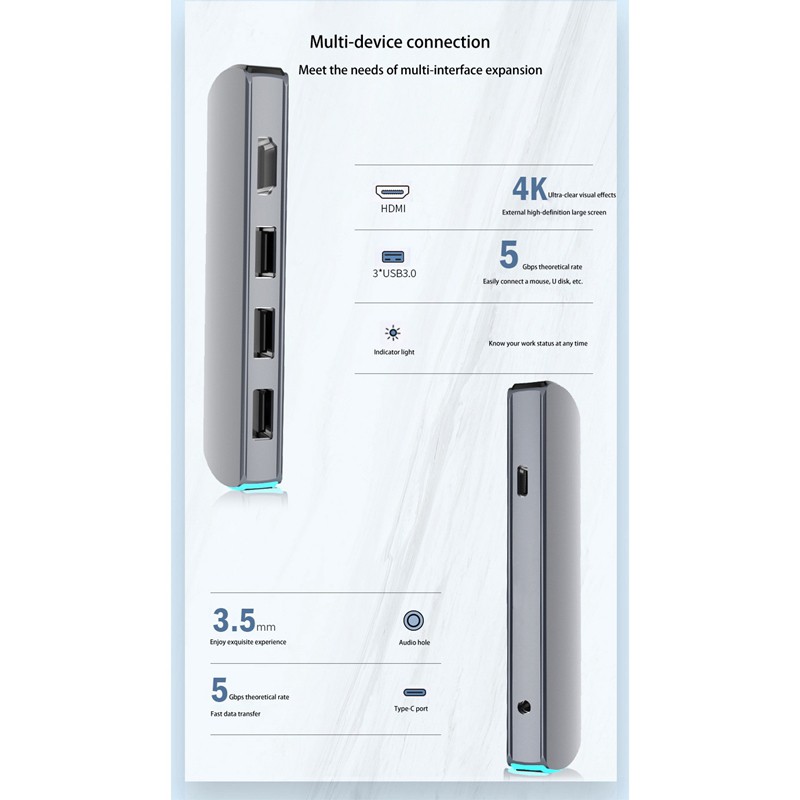 Cáp Chuyển Đổi Usb Sang Hub 6 Trong 1 Cho Macbookpro | BigBuy360 - bigbuy360.vn