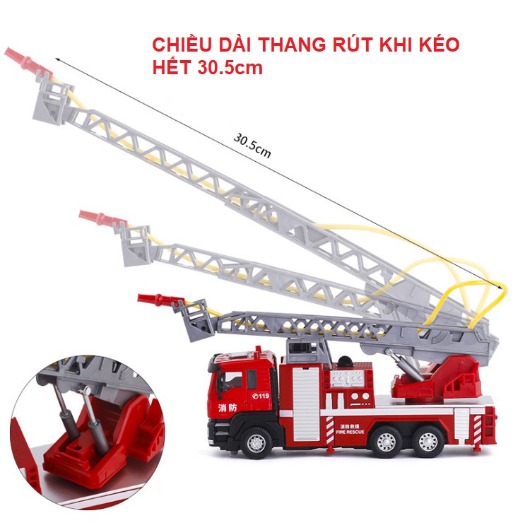 Mô hình xe cứu hỏa phun được nước thật bằng hợp kim có đèn và âm thanh xe tỉ lệ 1:50