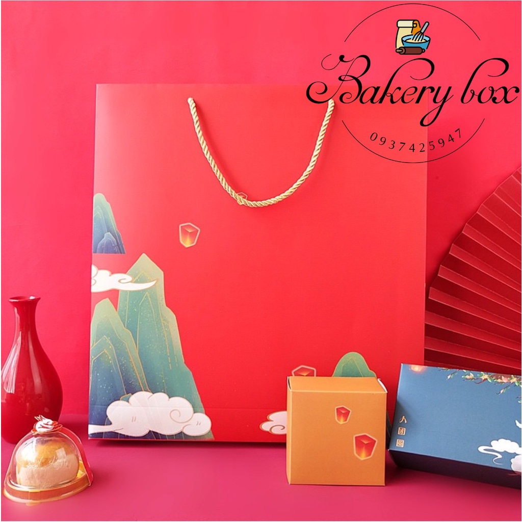 Set 10 | Hộp Túi Trung Thu 8 Bánh Hằng Nga Thỏ Ngọc 80gr - 125gr  (Mẫu Mới 2023)