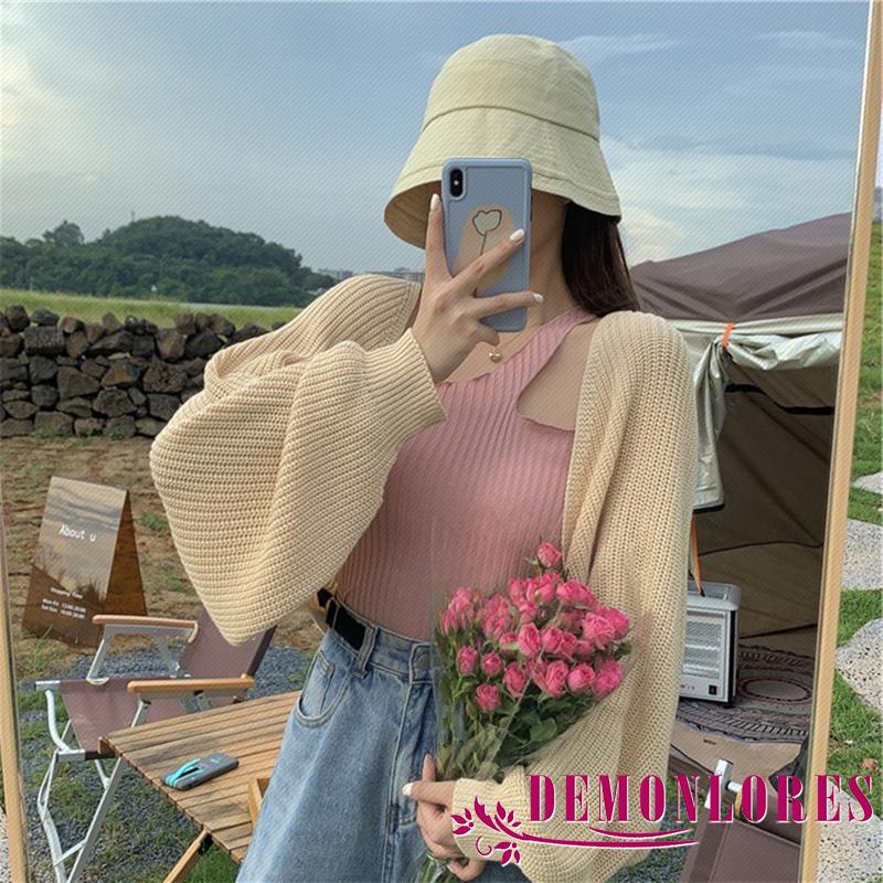 Áo khoác cardigan dệt kim tay dài màu trơn thời trang mùa thu cho nữ