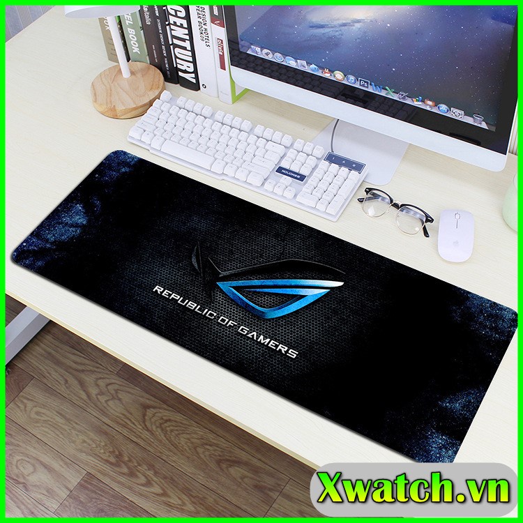 Lót chuột, Pad chuột cỡ lớn Asus rog in 3D đẹp bo viền chắc chắn