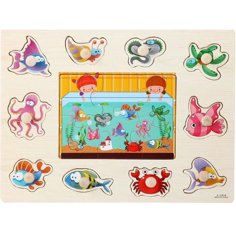 Bảng núm gỗ nhiều chủ đề giáo dục sớm phát triển trí tuệ màu sác tươi tắn, chất liệu gỗ an toàn