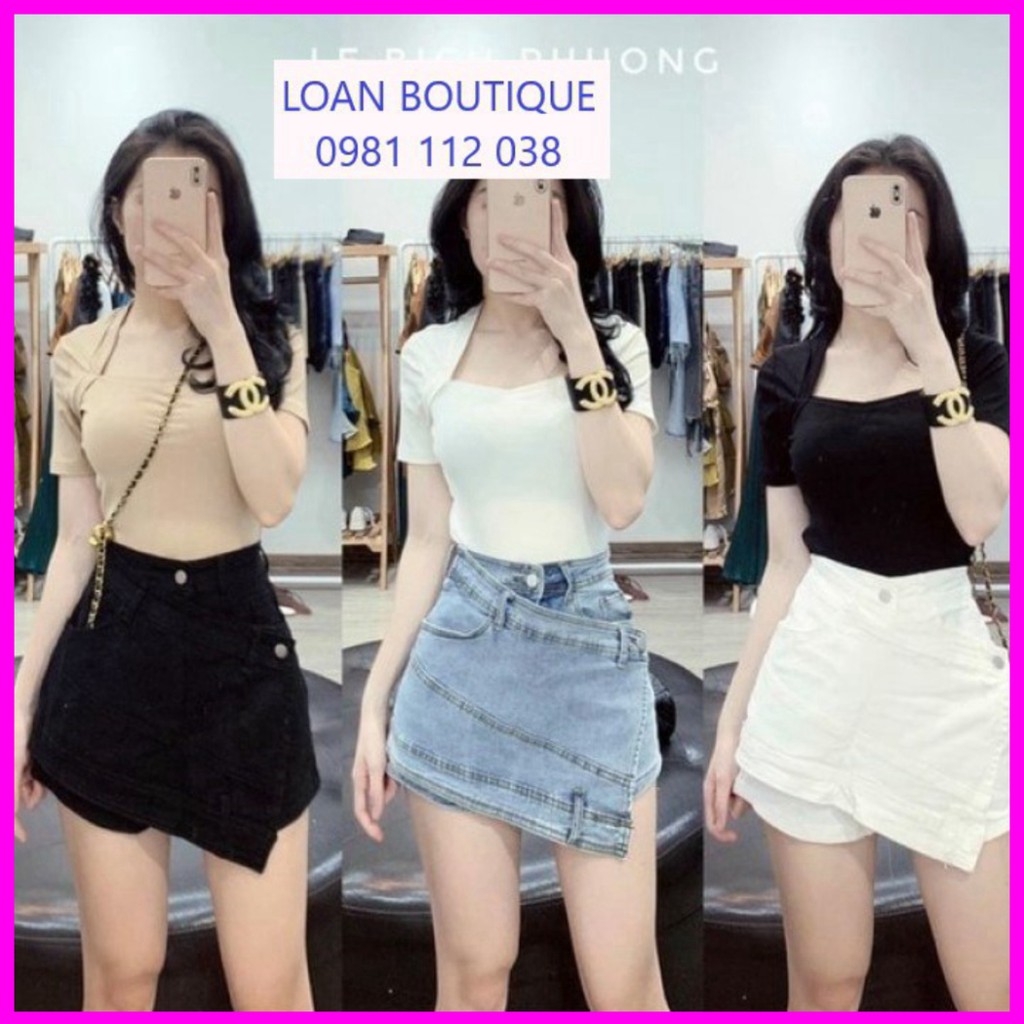 { Free Ship}-- CHÂN VÁY BÒ KIỂU🍀QUẦN VÁY JEAN VẠT LỆCH SANG CHẢNH