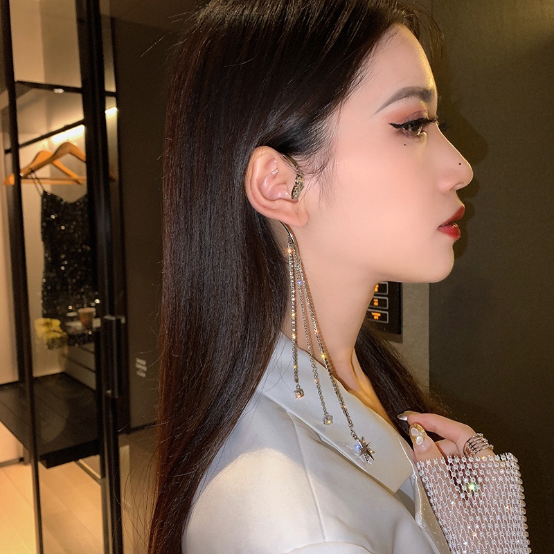 Bông Tai Ngôi Sao Tua Rua Đính Đá Lấp Lánh Sang Trọng Phong Cách Hàn Quốc