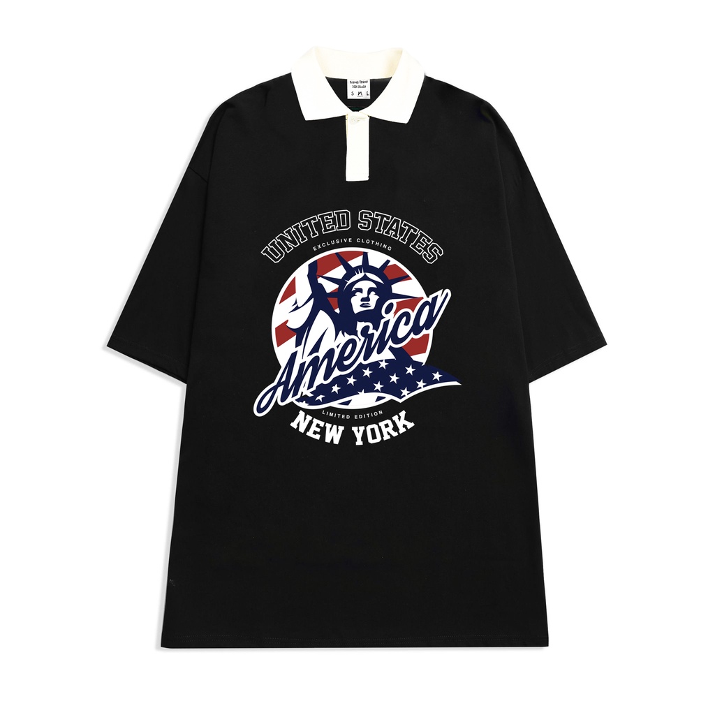 ÁO THUN FF FORM RỘNG POLO AMERICA, VẢI THUN 2 CHIỀU COTTON 250GSM