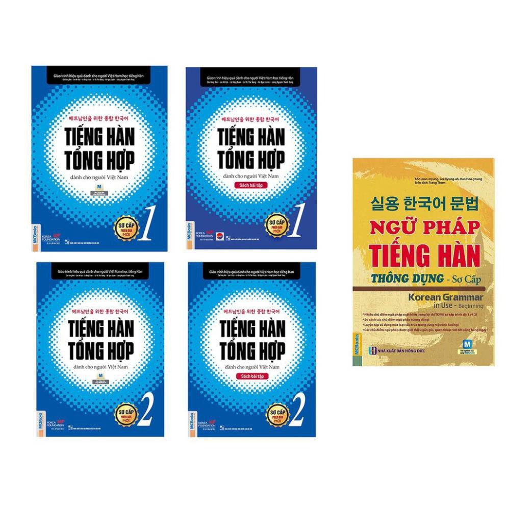 Sách - Combo Tiếng Hàn Tổng Hợp Sơ Cấp (Tập 1 + 2) + Ngữ Pháp Tiếng Hàn Thông Dụng Sơ Cấp