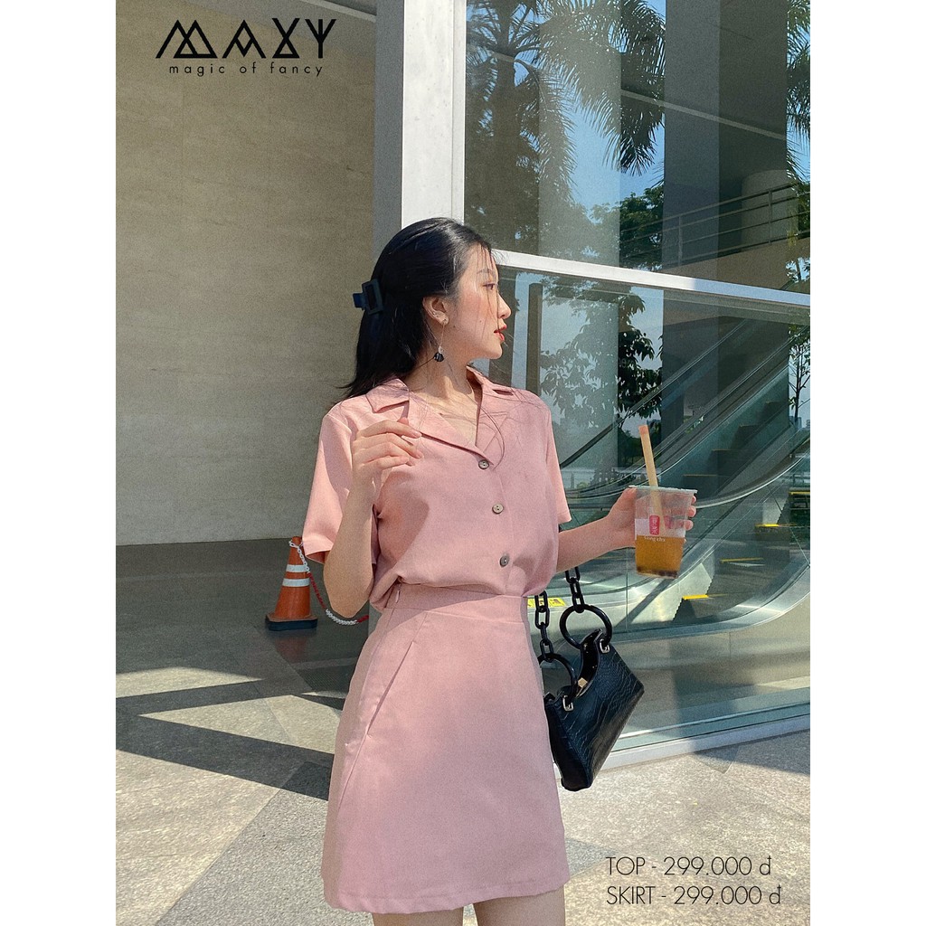 Áo kiểu cổ vest ngắn tay button vest top Maxy Workshop