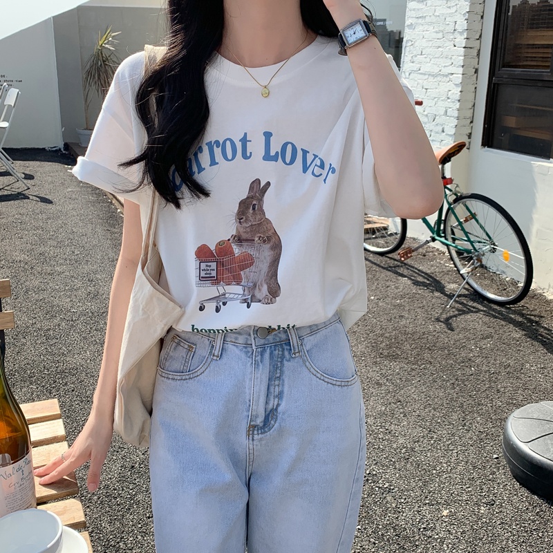 NRVP Áo Thun Nữ Tay Ngắn In Hình Phong Cách Hàn Quốc Thời Trang Mùa Hè 2022