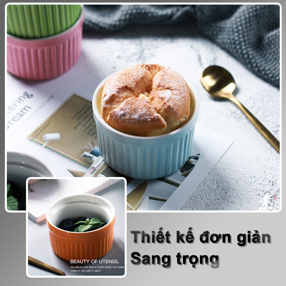 [8 màu] Hũ sứ merakin SALE Cốc sứ khuôn sứ làm bánh flan caramen dụng cụ làm bánh, ramekin đa sắc chịu nhiệt bỏ lò