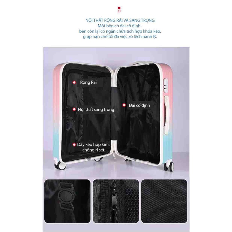 Vali kéo du lịch thời trang size 20inch, xách tay chất lượng siêu nhẹ, thích hợp cho ngươi đi công tác xa, yêu du lịch.