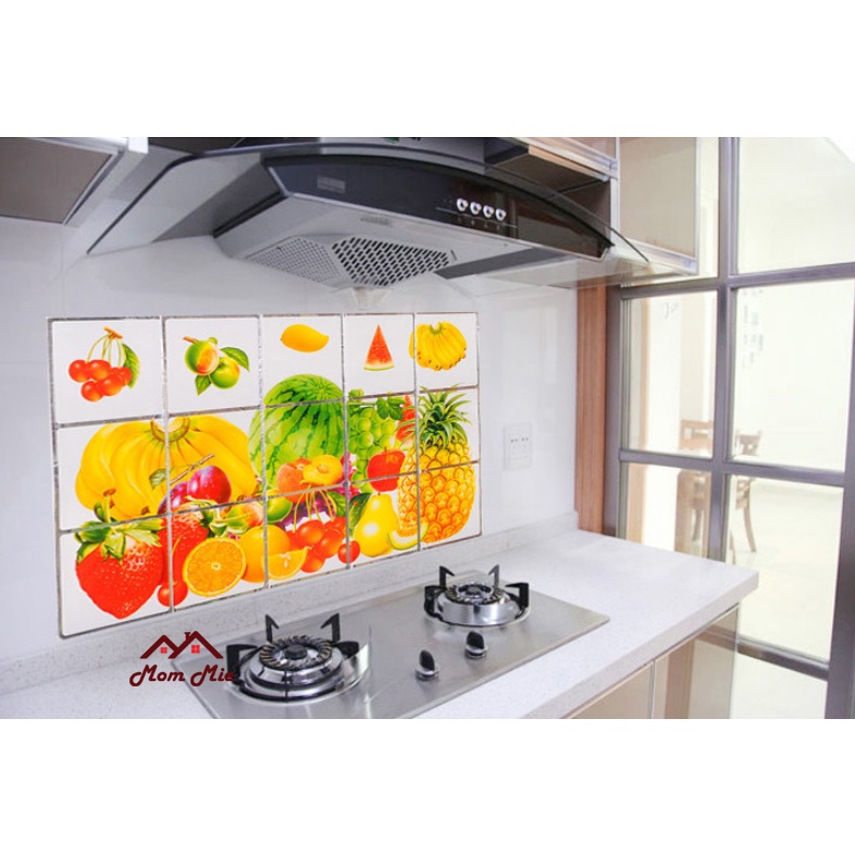 Decal dán tường nhà bếp chịu nhiệt, giấy dán tường họa tiết - K050