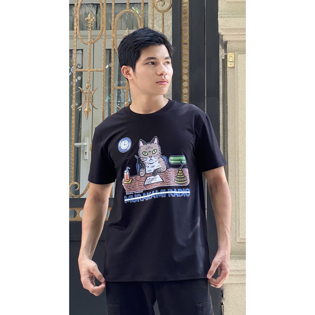 Áo thun cổ tròn PoloCat, vải cotton 100% co dãn 4 chiều, thoáng mát, thấm hút, trẻ trung màu Trắng Đen - POLO HANGHIEU | BigBuy360 - bigbuy360.vn