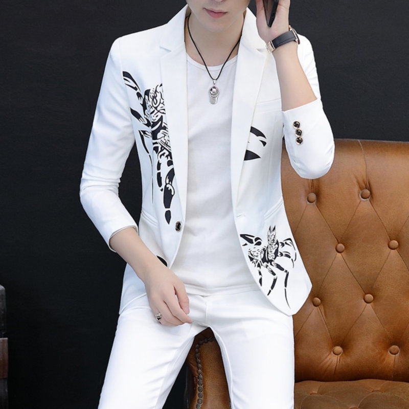 Mùa xuân và mùa thu năm 2021 bộ vest nam bộ ba mảnh bộ đồ ba mảnh giản dị xu hướng mỏng đẹp trai bộ đồ nhỏ m