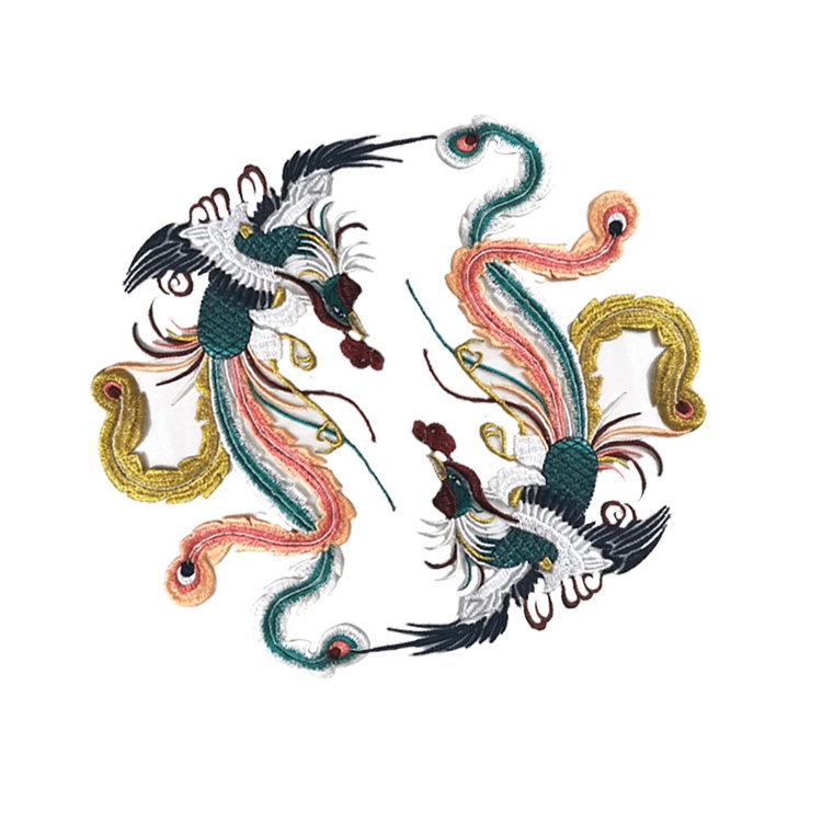 Miếng Vá Vải Gạc Thêu Hoa Mẫu Đơn / Phượng Hoàng