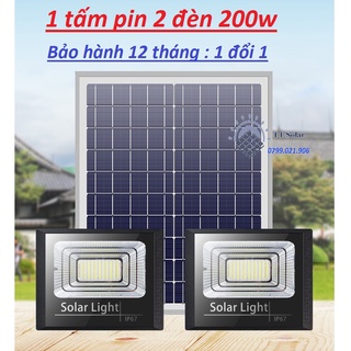 Đèn led pha năng lượng mặt trời 200w IP67 có remote tấm pin rời dây dài 5m - Bảo hành 12 tháng