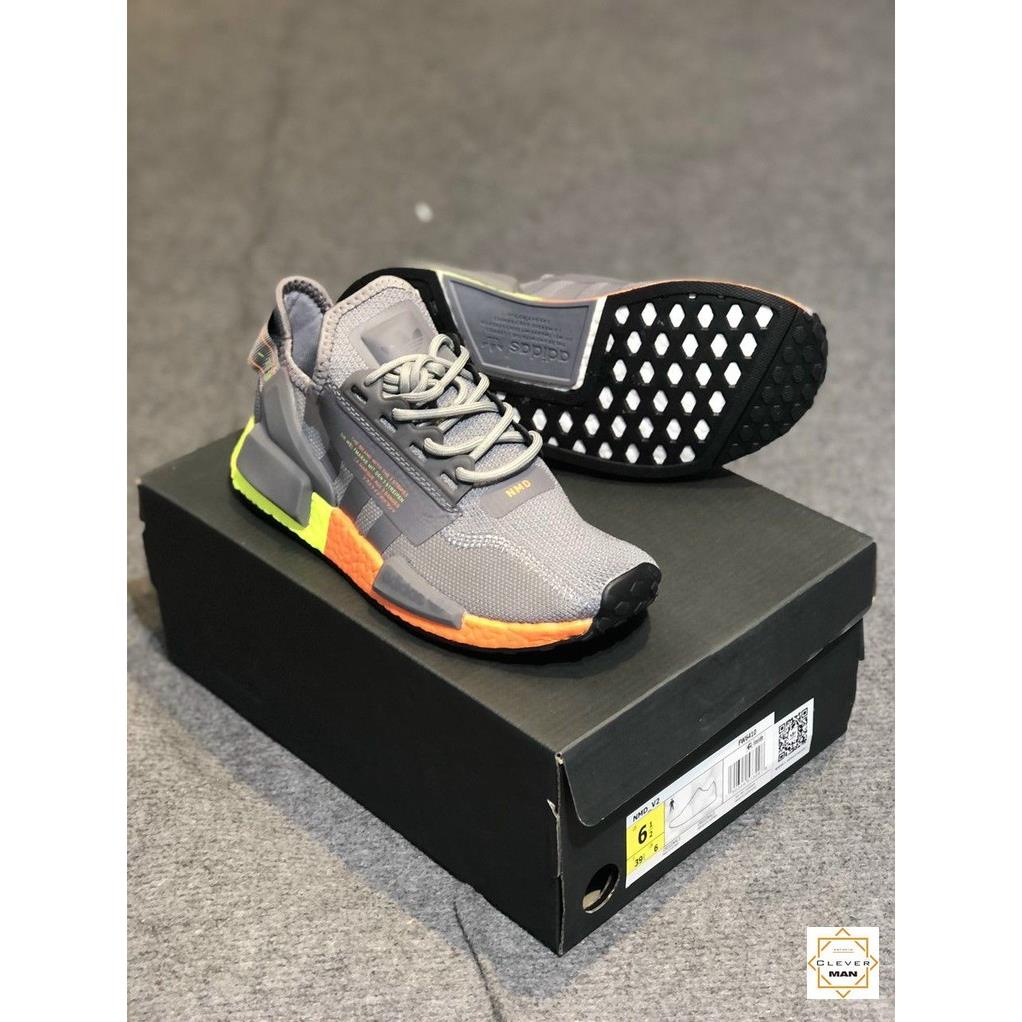 (FREESHIP+FULLBOX) Giày Thể Thao Sneakers NMD City Sock Xám Đế Cam Xanh Cổ Chun Cực Phong Cách Cho Cả Nam và Nữ .