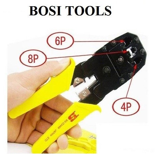 Kềm bấm đầu mạng Bosi chịu lực tốt, độ bén lưỡi bấm cực cao
