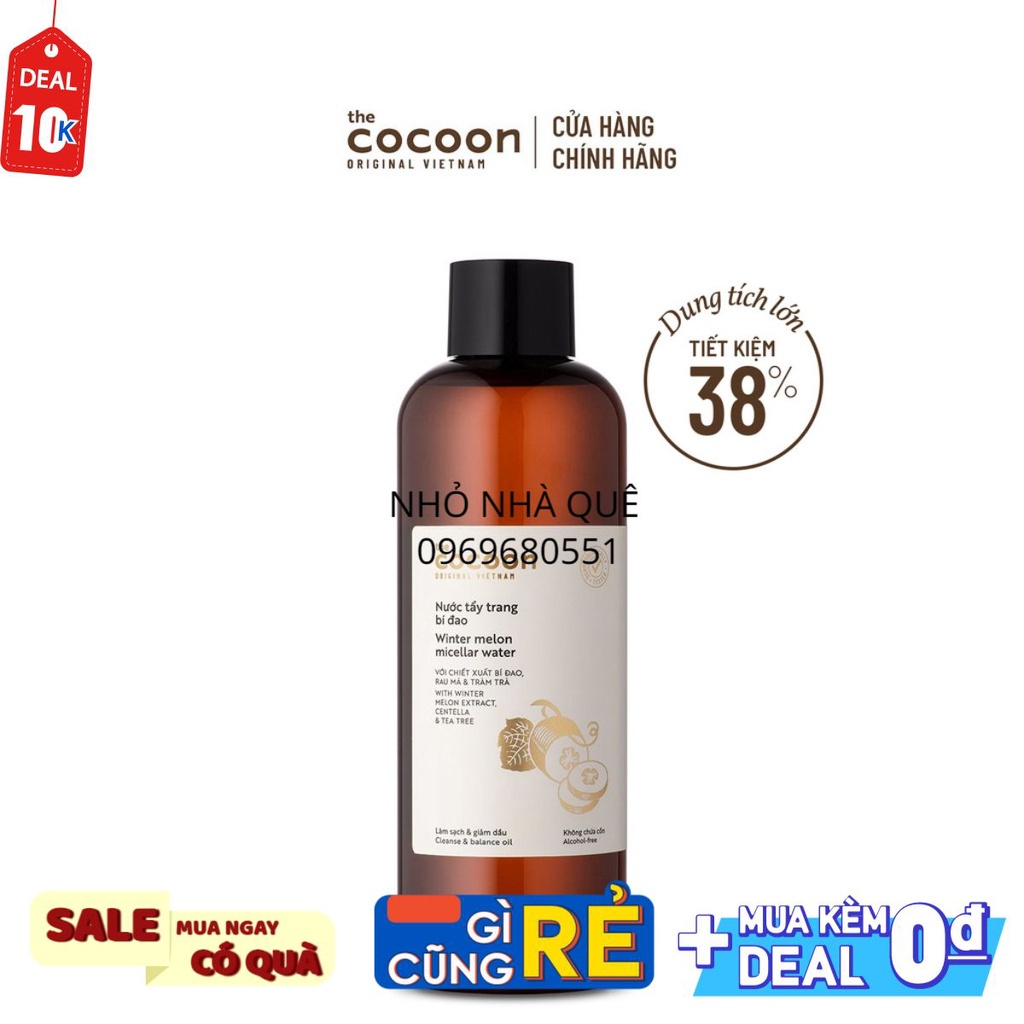 Bigsize - Nước tẩy trang bí đao Cocoon tẩy sạch makeup & giảm dầu 500ml