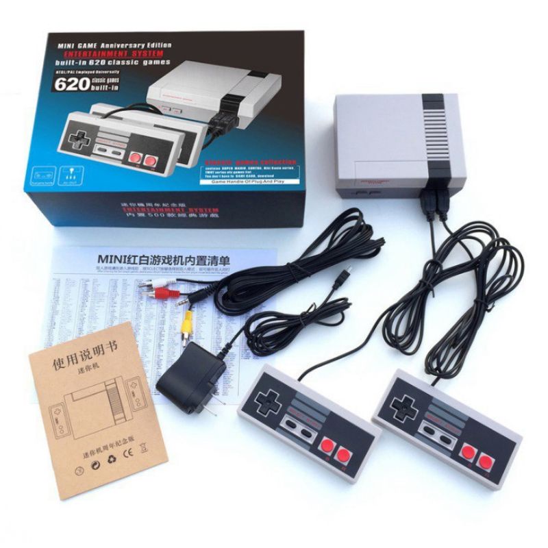 Máy Chơi Game Tay Cầm 4 nút Nes 620 trò game cổ điển - kèm 2 tay cầm kết nối TV
