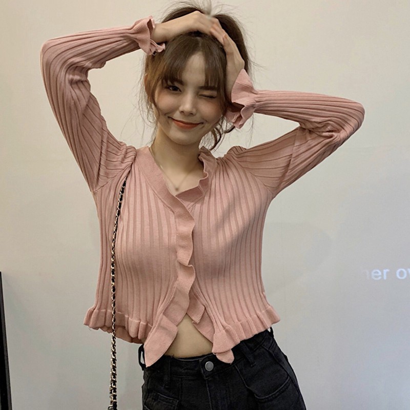 Áo Cardigan Dệt Kim Tay Dài Phối Nút Thiết Kế Cổ Chữ V Hợp Thời Trang | BigBuy360 - bigbuy360.vn