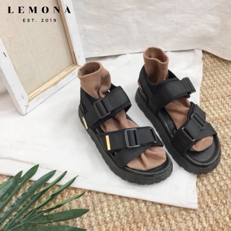 G982 | SANDAL ULZZANG ĐEN QUAI CHÉO CÁ TÍNH DÉP ĐI HỌC KIỂU HÀN QUỐC LEMONA.VN