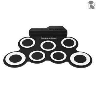 COD☆ Compact Size Portable Digital Electronic Roll Up Drum Set Kit 7 Silicon Drum Pads USB Powered wi