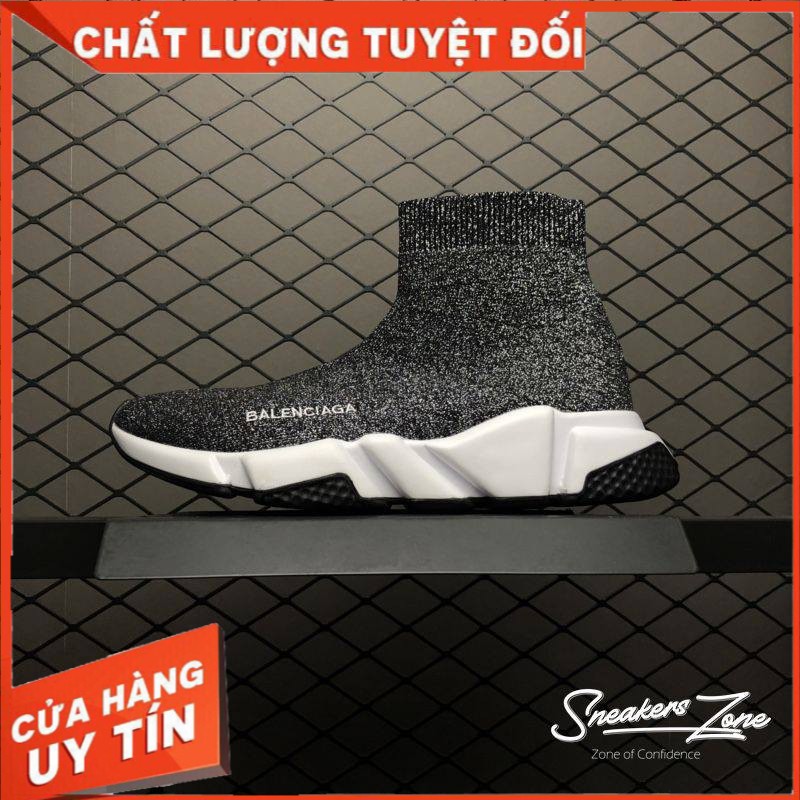 ;; c c â 𝐑ẻ 𝐓Ế𝐓 (FREE SHIP + HỘP + QUÀ) Giày thể thao Speed Trainer Xám đen đế trắng cổ chun ^ ; ོ , ! ₂ . ss x x ;