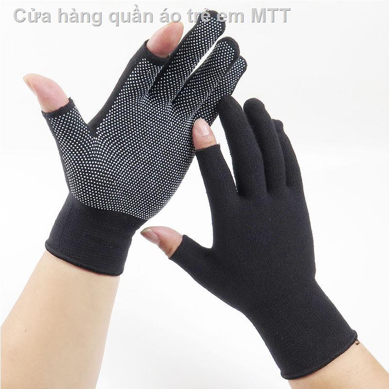 găng tay cotton hai ngón cho nam và nữ mùa hè thu mỏng chống trượt đi làm thể thao đạp xe ngoài trời bằng nửa mà