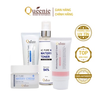 Bộ Mỹ Phẩm Dưỡng Trắng Da Queenie Làm Sạch Sâu, Mịn Màng Nâng Tone 4 Sản Phẩm
