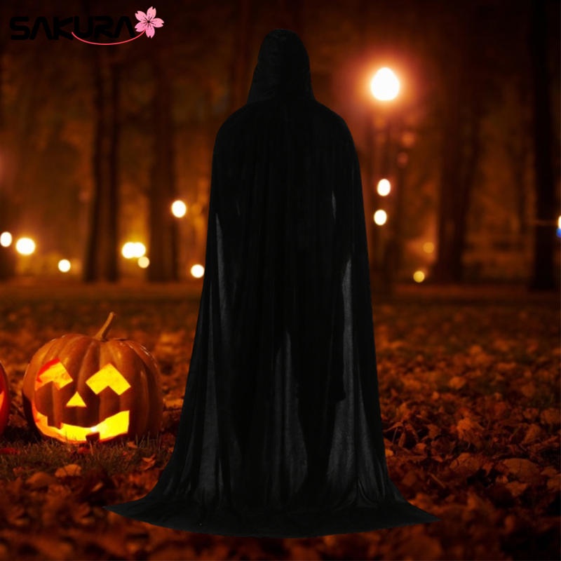 Áo Choàng Nhung Có Mũ Trùm Đầu Hóa Trang Halloween​​Quần Áo Phần Màu Đen 150cm | BigBuy360 - bigbuy360.vn