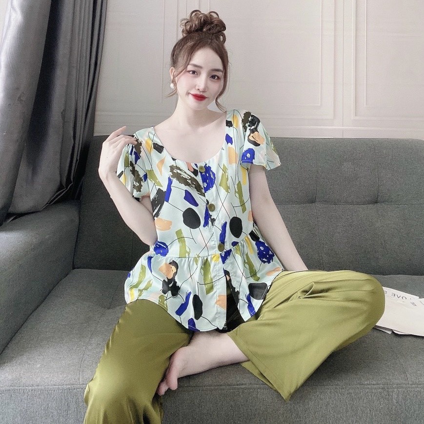 Bộ dài TN lụa latin phối cổ tròn BBD | BigBuy360 - bigbuy360.vn