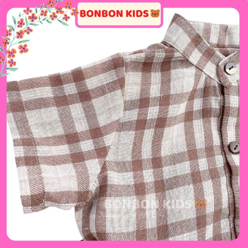 [Xả kho] Set Quần Áo Sơ Mi Caro Cho Bé Trai 1, 2, 3, 4 Tuổi, Bộ Mặc Đi Chơi Cực Chất BonBon Kids