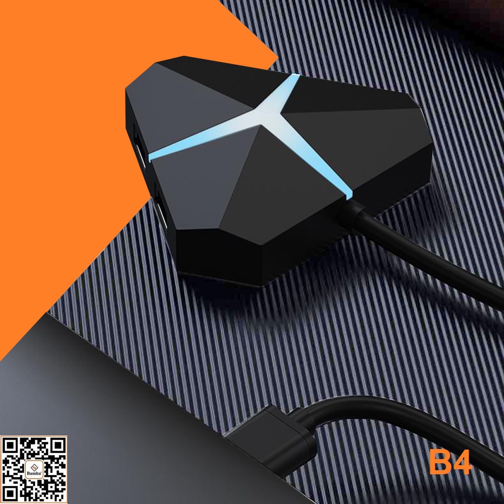 Hub USB 4 port Bamba B4 hàng chuẩn có đèn - dài 1m2