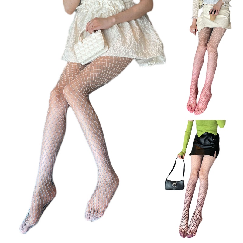 Xiangbao Quần Tất Lưới Dáng Dài Đính Kim Cương Giả Gợi Cảm Lưng Cao Cho Nữ