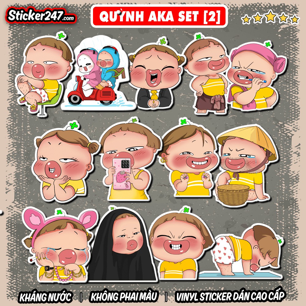 Sticker Quỳnh Aka Cute Icon [2] 𝑭𝒓𝒆𝒆𝒔𝒉𝒊𝒑 chống nước sticker dán laptop, điện thoại, đàn, mũ bảo hiểm, vali - CHA03