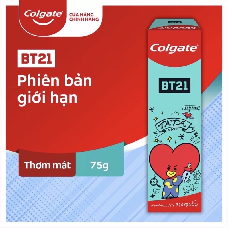 BỘ 3 Kem Đánh Răng BT21 x Colgate 75G Phiên Bản Giới Hạn BTS CHIMMY TATA SHOOKY COOKY RJ KOYA MANG VAN - Azzin Store