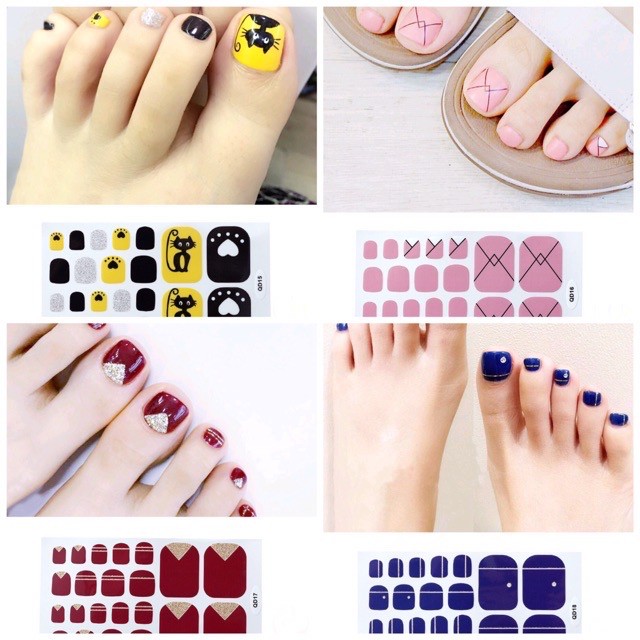 Set dán móng chân nails dán nghệ thuật nhiều màu - có ngay bộ móng đẹp trong 5 phút (Nail wraps / Nail stickers)