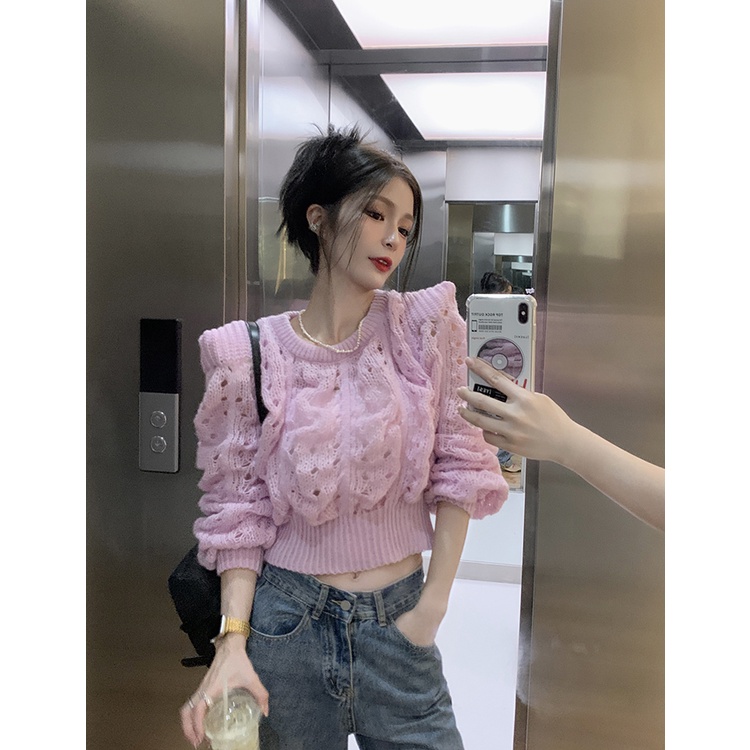 Áo Len Tay Dài Mỏng Dạng Xoắn Thời Trang Hàn Quốc Cho Nữ