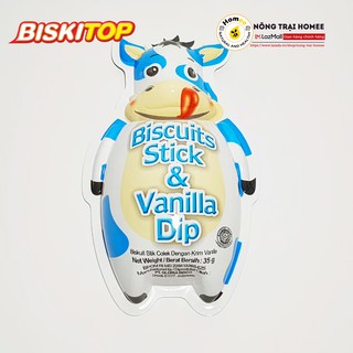 Bánh quy chấm kem Vani con bò BISKITOP 35g | Bánh ăn vặt an toàn cho bé | Hàng nội địa Indonesia
