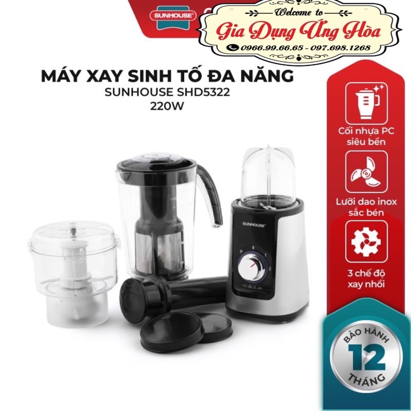 Máy xay sinh tố đa năng Sunhouse SHD5322( BH 12Tháng)