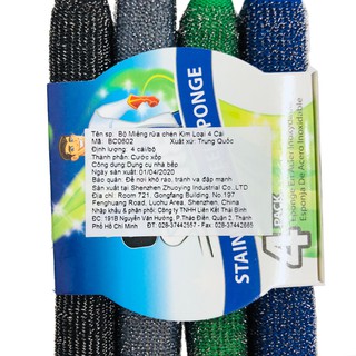 BỘ MIẾNG RỬA CHÉN KIM LOẠI 4 CÁI UNCLE BILLS BC0602