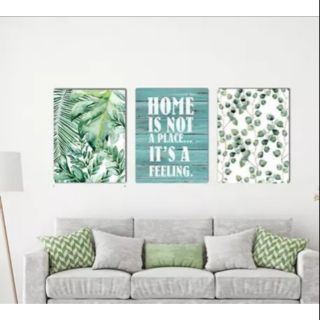 Tranh canvas lá bộ 3 tranh 40x60 kèm khung (kèm hình thật)