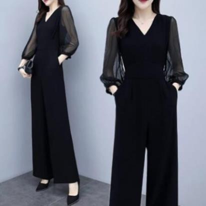 Bộ Jumset Cổ V Tay Voan Cao Cấp - Áo Liền Quần Xô Lụa Tay Dài Sang Trọng Quảng Châu Tôn Dáng | BigBuy360 - bigbuy360.vn