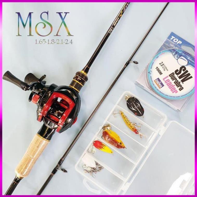 ⭐ Bộ cần câu lure máy ngang cao cấp MSX tặng kèm dây câu lure và hộp mồi BCM12-ngang