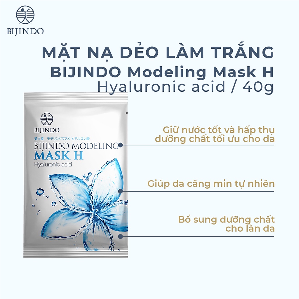 Combo 3 Mặt nạ dẻo làm trắng BIJINDO Modeling Mask H (Hyaluronic Acid), tăng cường oxy dưỡng ẩm, làm mịn da 120g