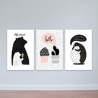 Tranh treo tường Scandinavian “Chú gấu dễ thương” W2229